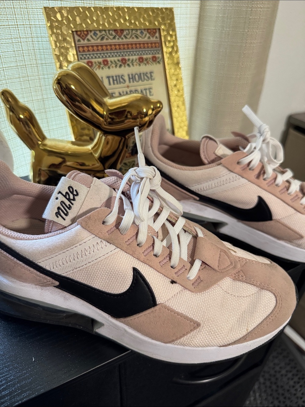 Nike Blush Pink and Black Retro Trainer Sneakers